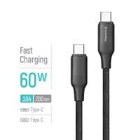Кабель ColorWay USB Type-C - USB Type-C (M/M), тиснення TPE, 3А, 2 м, чорний (CW-CBPDCC102-BK)