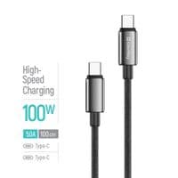 Кабель ColorWay USB Type-C - USB Type-C (M/M), плетений з цинкового сплаву, 5А, 1 м, чорний (CW-CBPDCC098-BK)