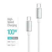 Кабель ColorWay USB Type-C - USB Type-C (M/M), плетений з цинкового сплаву, 5А, 1 м, білий (CW-CBPDCC098-WT)