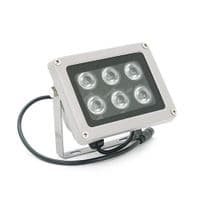 ІЧ-прожектор 6012HW. 12V, 24W, 6LED, IP66, 850Нм, кут огляду 120 дальність до 50м
