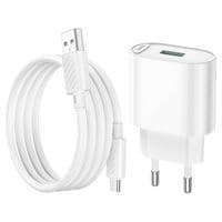 Набір СЗУ 110-240V HOCO C109A 1xUSB+ кабель Micro, 3.0A, кабель 1м, White, Blister