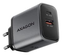 Зарядний пристрій AXAGON ACU-PQ67, 2x port (USB + USB-C), PD3.0/QC4+/PPS/Apple, 67W, сірий