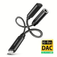 Зарядний та аудіо адаптер AXAGON ADA-HCPD USB-C to Mini-Jack 3.5 mm HI-RES DAC та USB-C 60W, чорний
