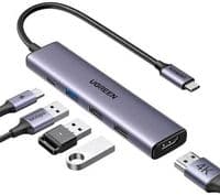 Хаб USB Ugreen CM478, Grey, Type-C 3.1 - 1xType-C (100 Вт) / 1xUSB 3.0 / 2xUSB 2.0 / HDMI 4K, кабель 15 см, алюмінієвий корпус (15495)