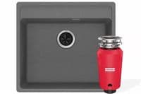Комплект - мийка MRG 610-52 TL фраграніт, сірий камінь, 114.0668.868 і подрібнювач харч. відходів SLIM 50, 134.0715.098, вкл. Сифон