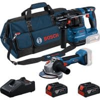 Набор из двух аккумуляторных инструментов Bosch Professional 18В перфоратор GBH 18V-22, Шлифмашина угловая GWS 18V-8 акб 2x4А·час, ЗУ, сумка M-BAG