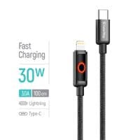 Кабель Type-C - Lightning, 1 м, Black, ColorWay, 30 Вт, 3A, LED підсвічування Breathing Light (CW-CBPDCL103-BK)