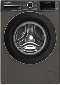 Стиральная машина Whirlpool фронтальная, 8кг, 1400, А, 44.4см, дисплей, пара, инвертор, люк черный, серый