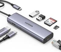 Док-станция USB3.1 Type-C --> HDMI 4K60Hz/USB 3.0x2/RJ45/SD/TF/PD 100W Ugreen CM512 Серая