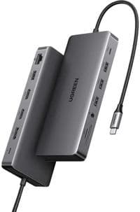 Док-станция USB3.2 Type-C --> HDMIx2,4K60Hz/4xUSB-A/2xUSB-C3.2/DP4K60Hz/RJ45/SD/TF/AUX PD 100W CM681