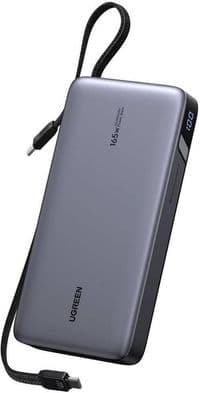 УМБ Ugreen 25000mAh 165W PD3.1/QC, USB-A,USB-С IN/OUT, with built in 2xUSB-C cables (PB552) Gray