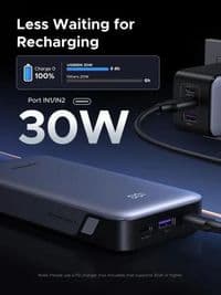 УМБ Ugreen 20000mAh 30W PD/QC, USB-A, 2xUSB-С (PB532) Gray