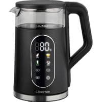 Електрочайник Liberton LEK-6836, Black, 2000W, 1,7 л, дисковий, корпус із пластику + скло, дисплей, терморегулятор, захист від перегріву (LEK-6836)