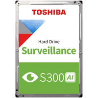 HDD Video Surveillance TOSHIBA S300 AI 8TB CMR, 3.5'', 512MB, 7200RPM, SATA, 64 cameras, 24/7, TBW: 550