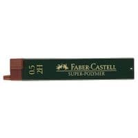 Грифель для механического карандаша Faber-Castell Super-Polymer 2Н (диаметр 0,5 мм), 12 штук в пенале (16806)