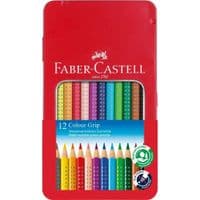 Карандаши цветные Faber-Castell акварельные, трехгранные, металлический пенал, 12 цветов (112413) (27632)
