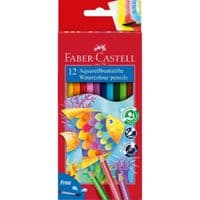 Карандаши цветные Faber-Castell акварельные, 12 цветов + кисточка (114413) (1407)