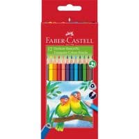 Карандаши цветные Faber-Castell трехгранные, 12 цветов + стругачка (120523) (21614)