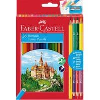 Карандаши цветные Faber-Castell Замок, двухцветный, 36 цветов + стругачка (30455)