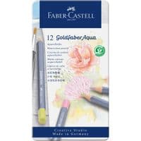Карандаши цветные Faber-Castell GoldFaber Pastel,акварельные, металлический пенал 12 цветов (114622) (31788)