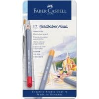 Карандаши цветные Faber-Castell GoldFaber акварельные, металлический пенал 12 цветов (114612) (27637)