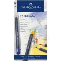 Карандаши цветные Faber-Castell GoldFaber металлический пенал 12 цветов (114712) (27641)