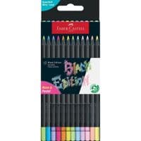 Карандаши цветные Faber-Castell Black Edition цветные пленки Neon + Pastel, трехгранные. черное дерево, 12 цветов (116410) (32083)