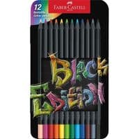 Карандаши цветные Faber-Castell Black Edition tincolour pencils, трехгранные, черное дерево, 12 цветов (116413) (32087)