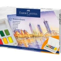 Акварельные краски Faber-Castell Watercolors in Pans 12 цветов + кисточка (185105) (169712) (32664)