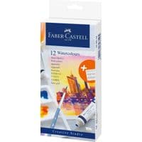 Акварельные краски Faber-Castell Watercolours 12 цветов в тубах по 9 мл + палитра для смешивания (169612) (31773)