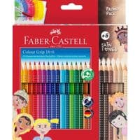 Карандаши цветные Faber-Castell GripSkin tonesакварельных 18 цветов + 6 шт разных оттенков кожи (112819) (32522)