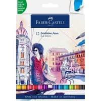 Художественный маркер Faber-Castell акварельных двухсторонних Goldfaber Aqua Dual Marker, 12 цветов (32362)