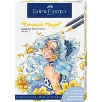 Художній маркер Faber-Castell набір двосторонніх Goldfaber Sketch Markers Romantic Manga з аксесуарами (33009)