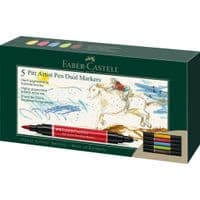 Художній маркер Faber-Castell набір двосторонніх Pitt Artist Pen Dual Marker, 5 кольорів (32416)