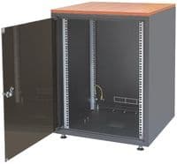 Шкаф ZPAS 19", 12U, SJB, передняя стеклянная дверь, без столешницы, 600x600 мм, максимально 30кг, черный