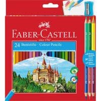 Карандаши цветные Faber-Castell 24 цвета "Замок" + 3 шт двухцветные + строгающая (110324) (30454)