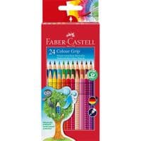 Карандаши цветные Faber-Castell Grip акварельные, трехгранные, 24 цвета(112424) (15116)