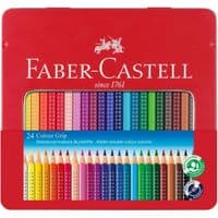 Карандаши цветные Faber-Castell Grip акварельные, трехгранные, в металлической коробке 24 цвета, (112423) (25578)