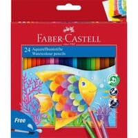 Карандаши цветные Faber-Castell акварельные, 24 цвета + кисточка в картонной коробке (114425) (1408)