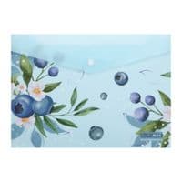 Папка - конверт Buromax А4 на кнопці, BLUEBERRY ARABESKI, напівпрозора, морська хвиля (BM.3943-17)