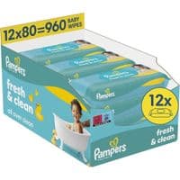 Дитячі вологі серветки Pampers Fresh Clean 80 шт х 12 пачок (960 шт) (8006530134552)