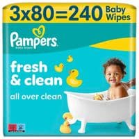 Дитячі вологі серветки Pampers Fresh Clean 3x80 шт (240 шт) (8006530134422)