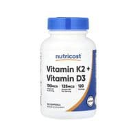 Витаминно-минеральный комплекс Nutricost Витамин K2 и витамин D3, Vitamin K2 + Vitamin D3, 120 гелевых капсул (NCS00866)
