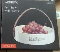 Фруктовница Ardesto, 22х22х5.5см, с ручкой, керамика, белый