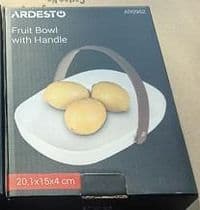 Фруктовница Ardesto, 20.1х15х4см, с ручкой, керамика, кожа, белый