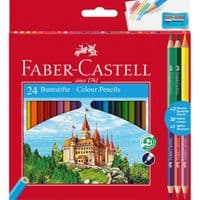 Олівці кольорові Faber-Castell 24 кольори "Замок" + 3 двоколірні олівці + стругачка, (110324) (5515)