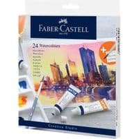 Акварельные краски Faber-Castell Castell Watercolours 24 цвета в тубах по 9 мл + палитра и кисточка, 169624 (31935)