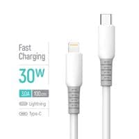Кабель Type-C - Lightning, 1 м, White, ColorWay, 30 Вт, 3A, Liquid Silicone (CW-CBPDCL093-WT)
