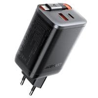 Зарядний пристрій Acefast A111 PD67W GaN charger(2*USB-C+USB-A) with retractable cable Black