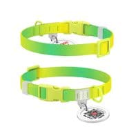 Ошейник для животных WAUDOG Nylon Recycled c QR адресником градиент, пластиковый фастекс XS салатовый (47045)